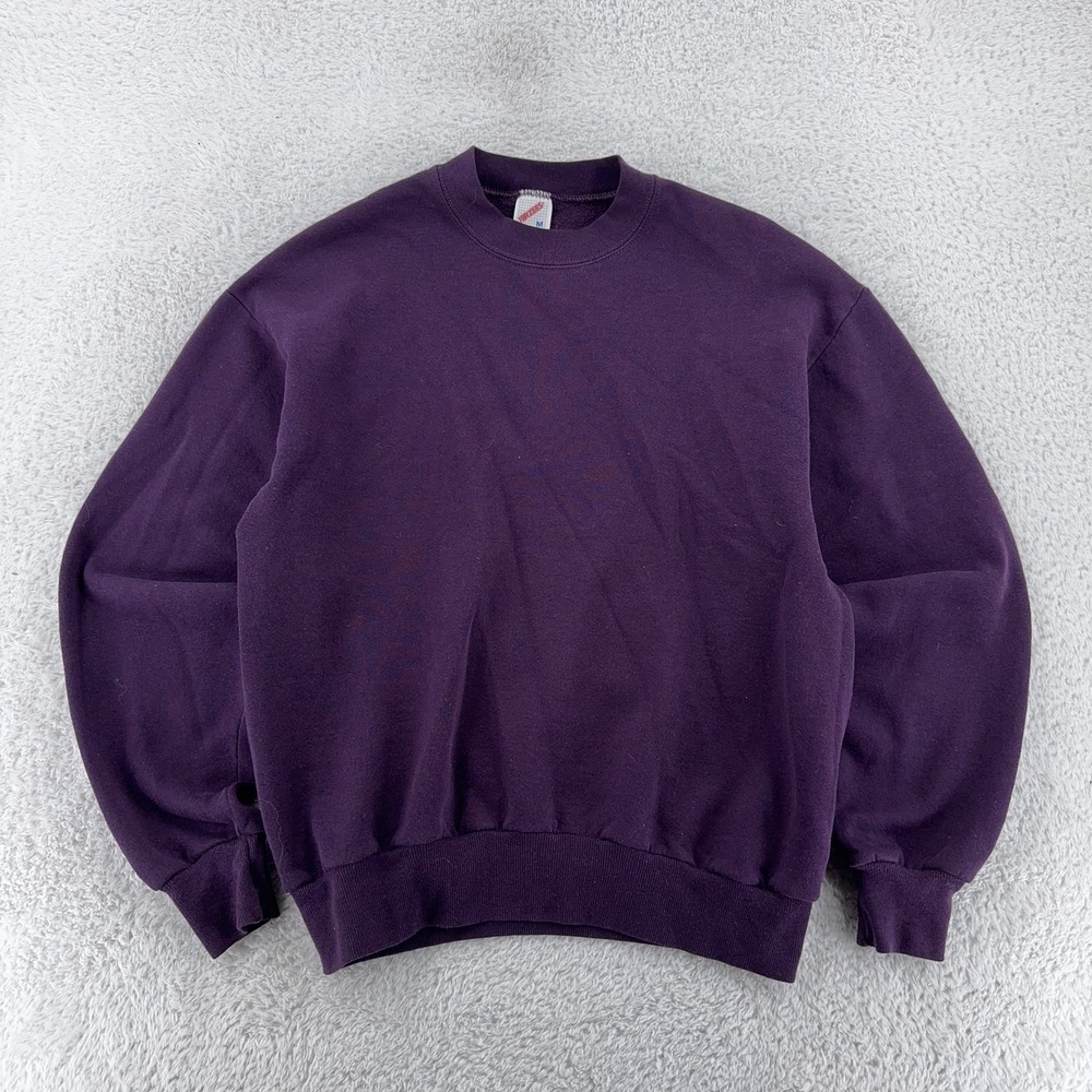 Vintage Jerzees Blank Purple Crewneck Sweatshirt Mens Small Pullover USA 90s